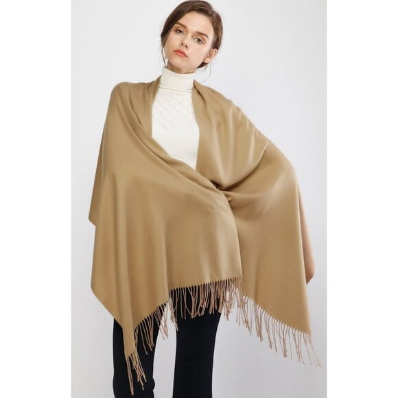 ⚡Women's Camel Pashmina Shawls Evening Dress Bridesmaid Winter Warm Long Scarf - Picture 3 of 7